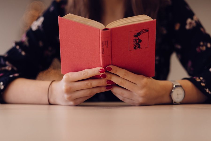 A student reading a book