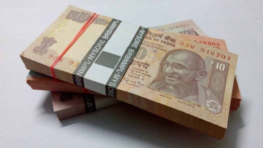 Bundles of Indian rupee notes